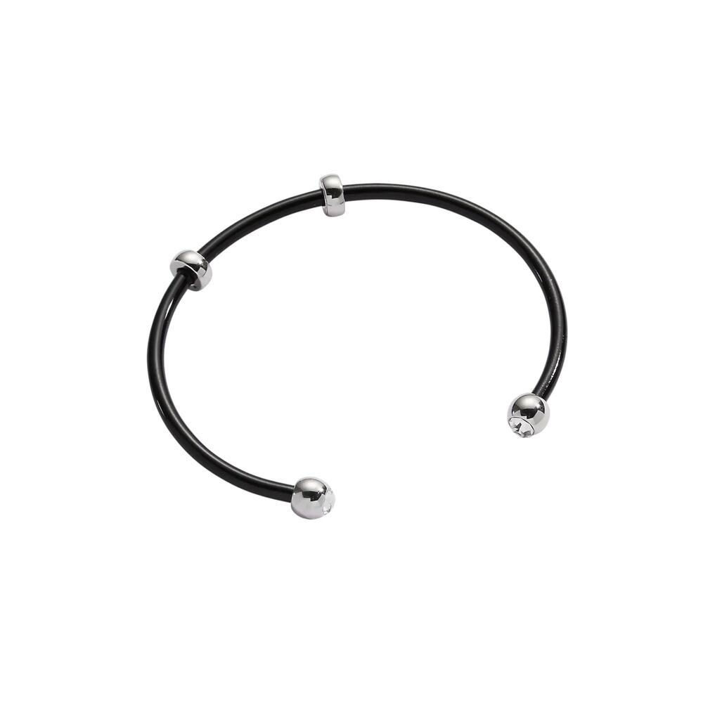 ALEX+ANI Bezel Stone Enamel Cuff in Black